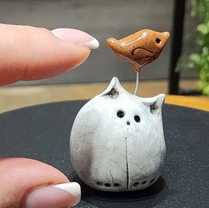 Charming Ceramic Cat Figurine, Sculpture, Cat Pottery Figurine, Ceramic Cat Art